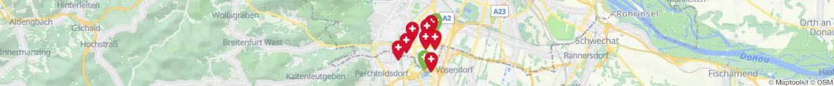 Map view for Pharmacies emergency services nearby Siebenhirten (1230 - Liesing, Wien)